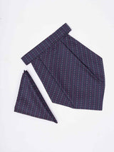 Blue Geometric Woven Cravat & Pocket Square Set - TOSSIDO