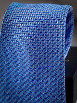 Blue Geometric Woven Long Necktie - TOSSIDO