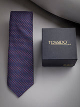 Blue Geometric Woven Long Necktie - TOSSIDO