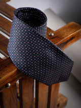 Blue Geometric Woven Long Necktie - TOSSIDO