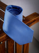 Blue Geometric Woven Long Necktie - TOSSIDO