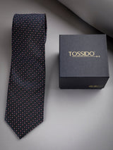 Blue Geometric Woven Long Necktie - TOSSIDO