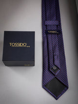 Blue Geometric Woven Long Necktie - TOSSIDO