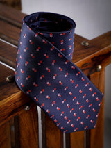 Blue Geometric Woven Long Necktie - TOSSIDO