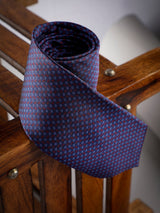 Blue Geometric Woven Long Necktie - TOSSIDO