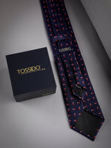 Blue Geometric Woven Long Necktie - TOSSIDO
