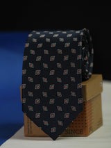 Blue Geometric Woven Necktie - TOSSIDO
