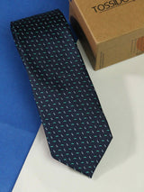 Blue Geometric Woven Necktie - TOSSIDO