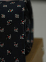 Blue Geometric Woven Necktie - TOSSIDO