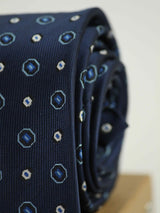 Blue Geometric Woven Necktie - TOSSIDO
