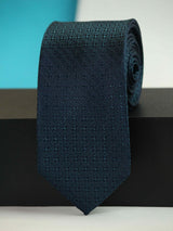 Blue Geometric Woven Silk Necktie - TOSSIDO
