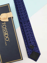 Blue Geometric Woven Silk Necktie - TOSSIDO