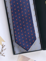 Blue Geometric Woven Silk Necktie - TOSSIDO