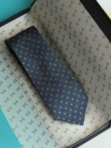 Blue Geometric Woven Silk Necktie - TOSSIDO