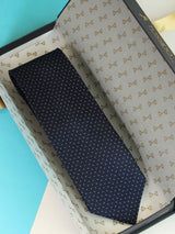 Blue Geometric Woven Silk Necktie - TOSSIDO