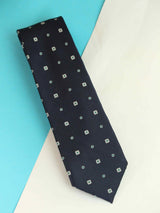 Blue Geometric Woven Silk Necktie - TOSSIDO