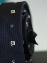 Blue Geometric Woven Silk Necktie - TOSSIDO