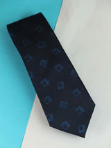Blue Geometric Woven Silk Necktie - TOSSIDO