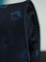 Blue Geometric Woven Silk Necktie - TOSSIDO