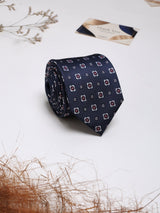 Blue Geometric Woven Silk Necktie - TOSSIDO