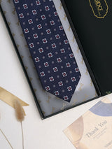 Blue Geometric Woven Silk Necktie - TOSSIDO