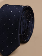 Blue Geometric Woven Silk Skinny Necktie - TOSSIDO