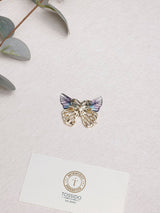 Blue Glitter Baguette Butterfly Brooch