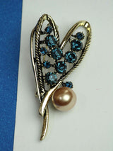 Blue & Gold Heart Brooch - TOSSIDO