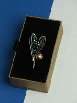 Blue & Gold Heart Brooch - TOSSIDO