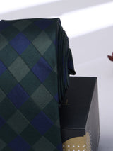 Blue & Green Check Skinny Necktie - TOSSIDO