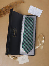 Blue & Green Checks Teflon Silk Necktie - TOSSIDO