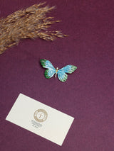 Blue & Green Crystal Butterfly Brooch