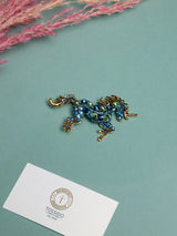Blue & Green Crystal Unicorn Brooch - TOSSIDO