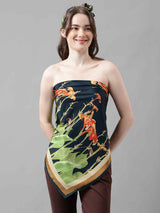 Blue & Green Floral Scarf & Scarf Bag Set - TOSSIDO