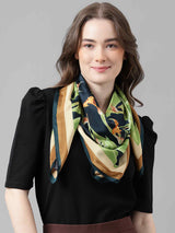 Blue & Green Floral Scarf & Scarf Bag Set - TOSSIDO