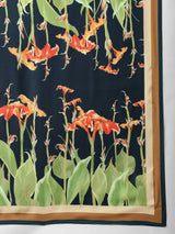 Blue & Green Floral Scarf & Scarf Bag Set - TOSSIDO