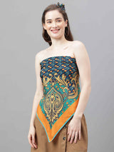 Blue & Green Geometric Scarf & Scarf Bag Set - TOSSIDO