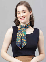 Blue & Green Geometric Scarf & Scarf Bag Set - TOSSIDO