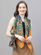 Blue & Green Geometric Scarf & Scarf Bag Set - TOSSIDO