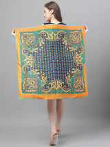 Blue & Green Geometric Scarf & Scarf Bag Set - TOSSIDO