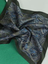 Blue & Green Paisley Silk Pocket Square - TOSSIDO