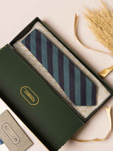 Blue & Green Striped Wool Necktie - TOSSIDO