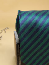 Blue & Green Stripes Woven Necktie - TOSSIDO