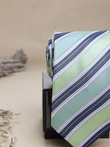 Blue & Green Stripes Woven Necktie - TOSSIDO