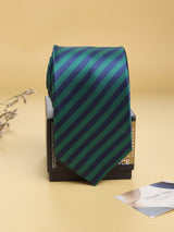 Blue & Green Stripes Woven Necktie - TOSSIDO