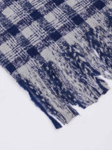 Blue & Grey Check Woolen Muffler - TOSSIDO