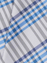 Blue & Grey Check Woven Cravat & Pocket Square Set - TOSSIDO