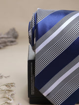 Blue & Grey Stripes Woven Necktie - TOSSIDO