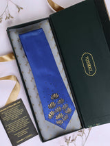 Blue Hand - Painted Woven Necktie - Floral Pattern - TOSSIDO