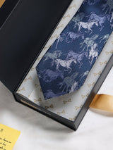 Blue Horse Woven Silk Necktie - TOSSIDO